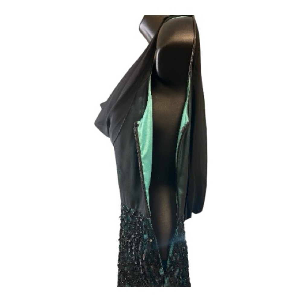 🖤 Black & Teal Beaded Cocktail Dress | Side Zipper | Elegant Evening Glam ✨ - Picture 6 of 9